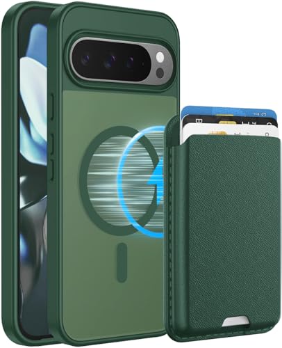 Magnetic for Google Pixel 10/Pixel 10 Pro Wallet Case Card Holder﻿ | Compatible with MagSafe, Shockproof Phone Cover with Detachable RFID Blocking Card Slot, Green - color: Green, size: Pixel 10/10 Pro