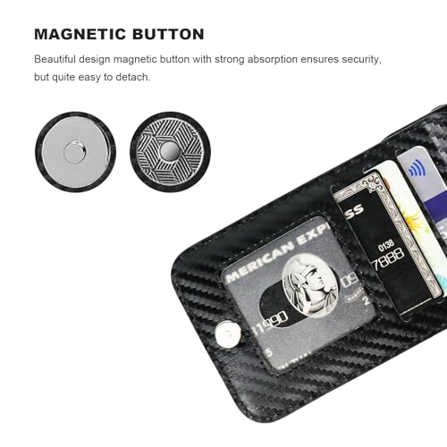 KIHUWEY for iPhone 17e/16e Wallet Case Card Holder Kickstand, Carbon Black | Credit Card Slots, PU Leather, Magnetic Clasp, Flip Heavy Duty Protection Cover for Men and Women - color: Carbon Black