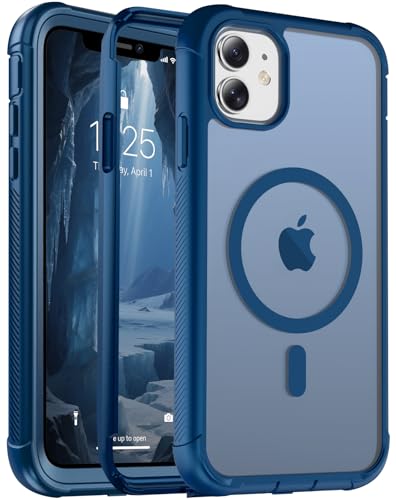 jaroco Magnetic for iPhone 11 Case Heavy Duty Protection Deep Blue | Compatible with MagSafe,Military Grade Drop Protection,Translucent Matte,Non-Slip,Shockproof 2-Layer Durable Bumper Case - color: Deep Blue, size: iPhone 11