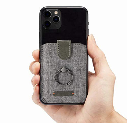 Card Holder for Back of Phone, RFID 5 Pull Phone Wallet, Gray - color: Gray