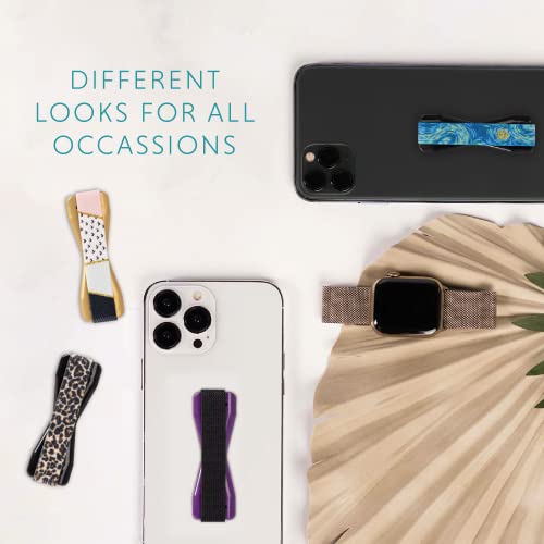 LOVEHANDLE Ultra-Slim Phone Grip - Purple Base with Black Strap