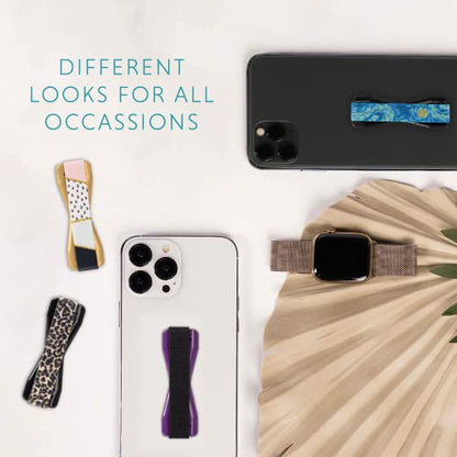 LOVEHANDLE Ultra-Slim Phone Grip - Purple Base with Black Strap