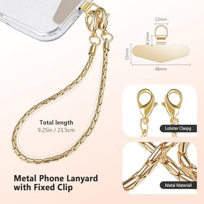 TENOC Universal Metal Phone Wrist Strap/Crossbody Chain - color: B-gold
