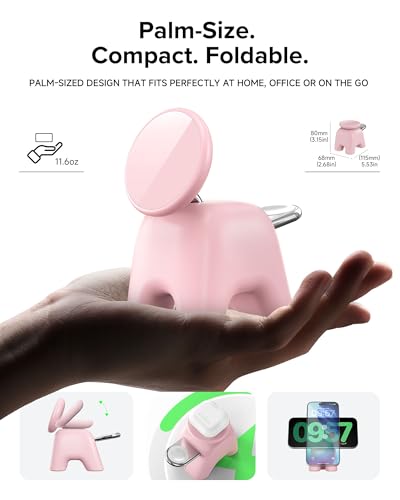 Magnetic Wireless Charging Station, Charger Stand for iPhone Apple Watch - color: Pink
