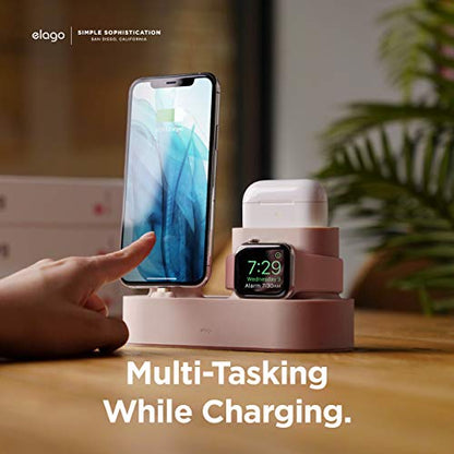 elago 3 in 1 Charging Station for iPhone, AirPods, AirPods Pro, Apple Watch - color: Sand Pink