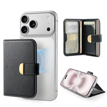 ESR Aura Clutch for MagSafe Wallet for Women, 5 Card Holder, RFID Blocking | MagSafe Sticker Included, Magnetic Wallet Stand for iPhone 17 Pro Max 17e 16 15 14 13 12 Series, Select Samsung Galaxy, Black - color: Black