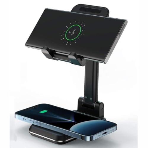 Dual 10W Wireless Charger Fast Foldable Compatible with Google Pixel 9a, Stand 2-Coils Charging Pad Slim