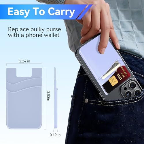 SHANSHUI Phone Wallet, 3 Pack Strong Adhesive Silicone Wallet Sleeve Pocket ID Credit Card Holder Stick on Fit for iPhone & All Smartphones - color: Celeste+Sierra+Navy Blue