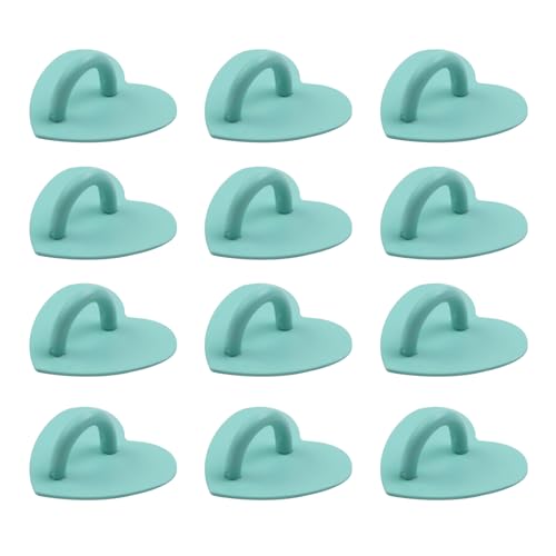 12Pcs Phone Charm Hook Adhesive (Heart Shaped, Light Green) - color: Light Green