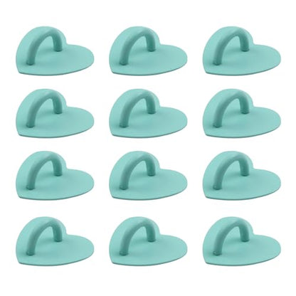 12Pcs Phone Charm Hook Adhesive (Heart Shaped, Light Green) - color: Light Green