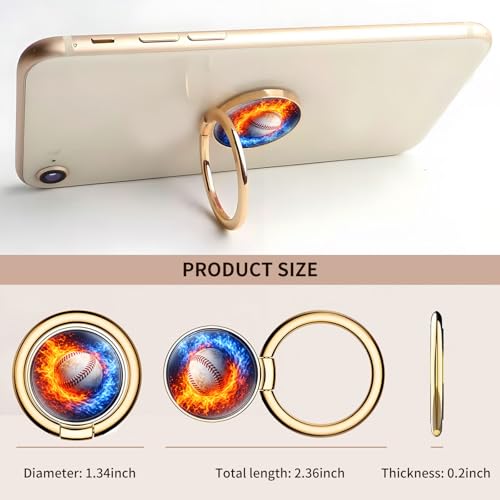 Cell Phone Ring Holder, Cute Metal Phone Grip Stand Finger Ring Kickstand, Flexible 360°Rotation Phone Tablet Case Accessories Compatible with Most Phones Fire Ice Baseball - color: Fire Ice Baseball