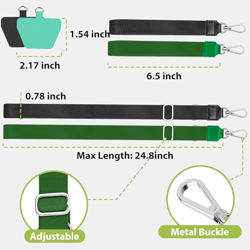takyu Phone Lanyard, 2 Pack Adjustable Anti-Drop Neck/Wrist Strap with 2 PcsTether Patches, Secure Hands-Free Compatible for iPhone Samsung Perfect for Nurses, Teachers, Travel, Hiking Black+Dgreen - color: Black + Dgreen