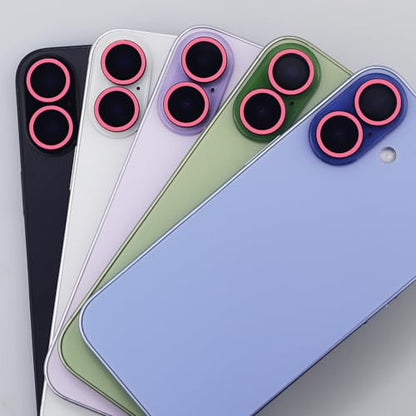 BONVAN for iPhone 17 Camera Lens Protector Glow in the Dark Tempered Glass Screen Accessories Luminous Lens Cover (2PCS) (Pink) - color: Pink