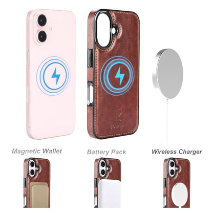 Bocasal for MagSafe Wallet Case Card Holder for iPhone 16, Brown - color: Brown for MagSafe