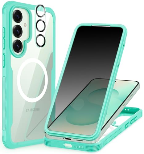 CENHUFO Magnetic Privacy for Samsung Galaxy S25 Plus Case, Full Body Phone Case with Built-in 9H Tempered Glass Privacy Screen Protector and Camera Lens Cover, Shockproof Protective Bumper - Green - color: Green, size: S25 Plus