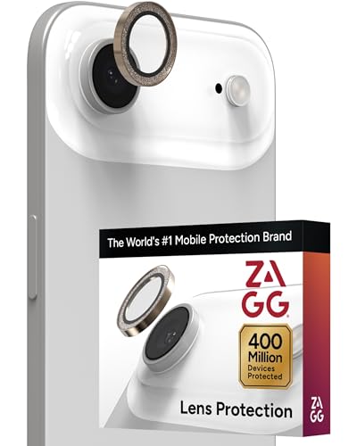 ZAGG iPhone Camera Lens Protector for iPhone Air - Gold Glitter, Camera Ring, Maximum Impact & Scratch Protection, Anti-Reflective Technology, Smudge-Resistant, Precise Fit, Glass Elite - color: Gold Glitter