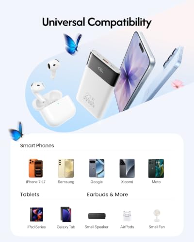 VEGER 10000mAh 0.4lb Fast Charging Portable Charger with Built-in Cables - color: White