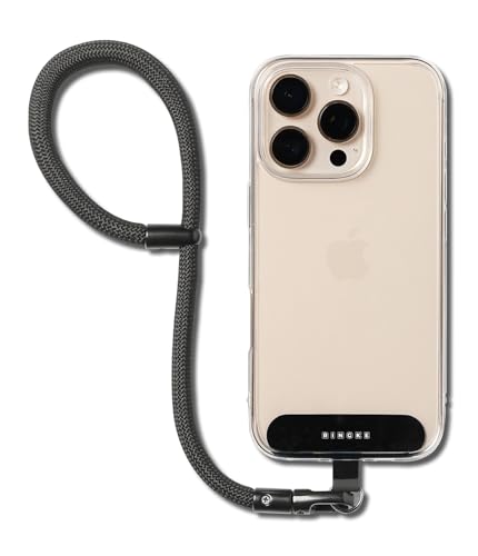 Ringke Holder Link Flow Hand P-Type Designed for Phone Lanyard, Cute Soft Adjustable Wrist Strap with Tether Tab - color: Calm Black