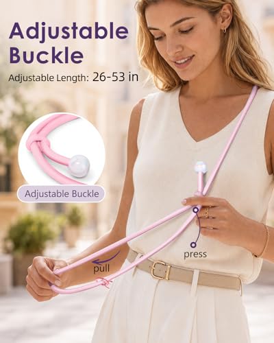 Swooflia Cell Phone Crossbody Lanyard for Women - Adjustable, Lightweight Strap with Tether Tabs for Travel Hiking Hands-Free - color: Floral Pink