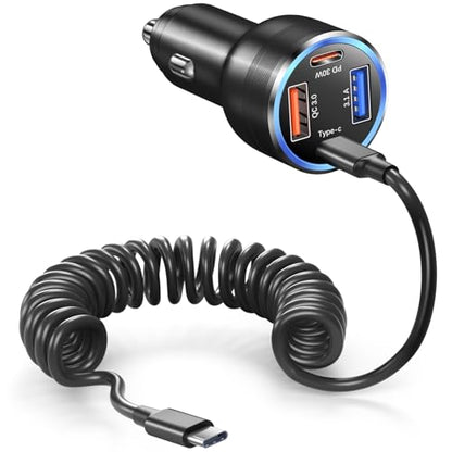 USB C Car Charger, 65W 4-Port Super Fast Charging Cigarette Lighter Adapter - size: 1 Pack