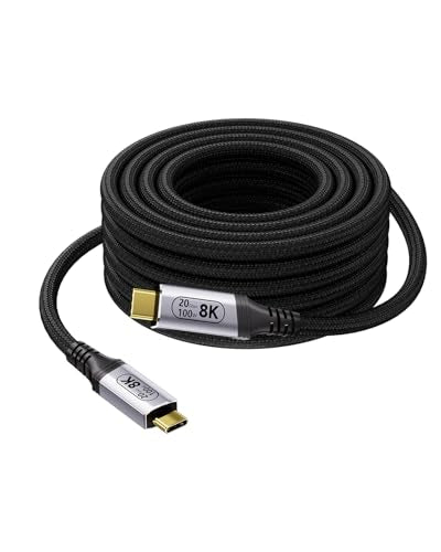 Long USB C Cable 16.4FT, 8K@30Hz & 4K@120Hz Video Output 100W PD Fast Charging, 20Gbps Data Transfer, USB C 3.2 Gen 2×2 Cable Compatible with Thunderbolt 4/3, SSD,Display, Monitor,Hub,dispaly Cord - size: 16.4ft