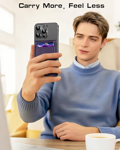 For Magsafe Wallet with Money Clip, 5 Card Holder, Adjustable Stand | Strongest Magnetic Wallet for iPhone 17/16/15/14/13/12 Series, ID Window, RFID Blocking, Not for 13/12 Mini, Elegant Purple - color: Elegant Purple