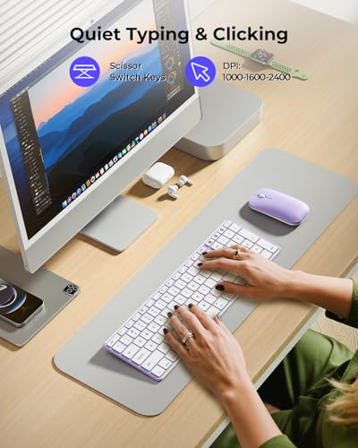 seenda SKM64-2 Bluetooth Keyboard and Mouse Combo for Mac, MacBook and iPad - color: White & Purple