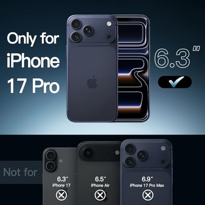 JETech Case for iPhone 17 Pro, Anti-Yellowing, Deep Blue | Shockproof Protection, Scratch Resistant Hard PC Back, Durable Transparent TPU Bumper - color: Deep Blue, size: iPhone 17 Pro