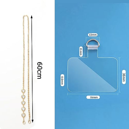 Phone Crossbody Chain Cell Phone Lanyard,Universal Leather+Metal Shouder Strap with Phone Tether Patches (F) - color: F
