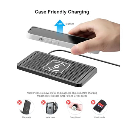 Tangxi Wireless Car Charger Charging Pad, 15W Non Slip Fast Charger Flat Mat, Compatible with iOS 11/12/13/14/15/16/17, S 21/22/23/24/25