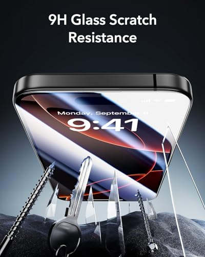 ESR 3 Pack for iPhone 16 Pro Max Screen Protector, Armorite | 7X Impact Absorption, 9H+ Tempered Glass, Easy One-Pull Installation, Full-Coverage Protection, UltraFit Tray, Bubble-Free - size: iPhone 16 Pro Max 6.9 inch