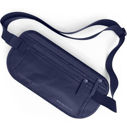 VENTURE 4TH Travel Money Belt, RFID Blocking Passport Holder - Sleek Navy - color: Sleek Navy Blue