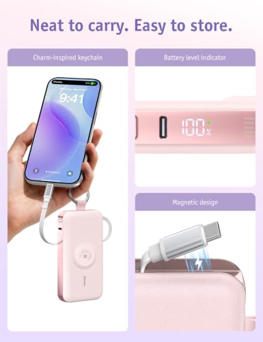 RORRY CharmGo Portable Charger 3 in 1 iPhone Power Bank for Apple 12000mAh - color: Black