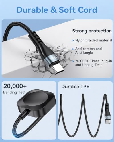 10FT Multi Charging Cable for Apple Watch, 100W Fast Charging, 4-in-2