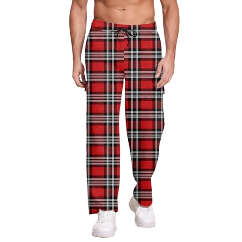 Mens Casual Pants Canvas Stretch Tactical Water Resistant Deep Pockets Utility BDU Camping Tactical Pants for Men - color: A Red, size: XX-Large