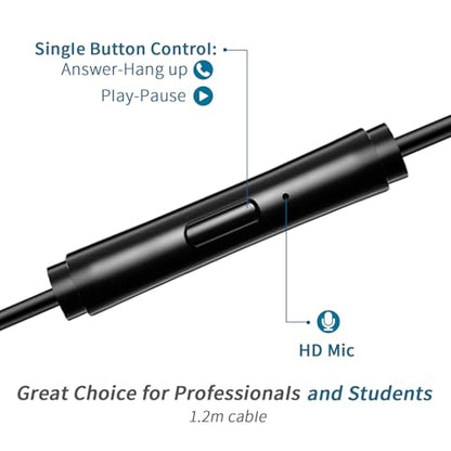VPB 2 Packs USB C Wired Earbuds with Microphone, Type C in-Ear Earphones, Heavy Bass Clear Sound, for USB Type C iPhone 15 iPad Pro MacBook Samsung Google Pixel Android Devices (Black White)
