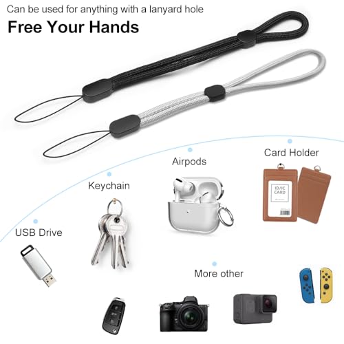 Limvory Phone Lanyard Wrist Strap, 5 Pack Adjustable Wrist Lanyard for Around The Hand With Tether Tabs Compatible with iPhone and Most Cell Phone, Black - color: Black