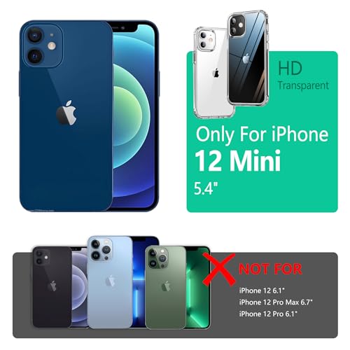 ONES for iPhone 12 mini Slim Case Clear, [PC + TPU Hybrid][Military-Grade Drop Protection][Anti-Yellowing], Shockproof Silicone Hard Cover, Transparent Case - color: HD Highly Clear, size: iPhone 12 mini