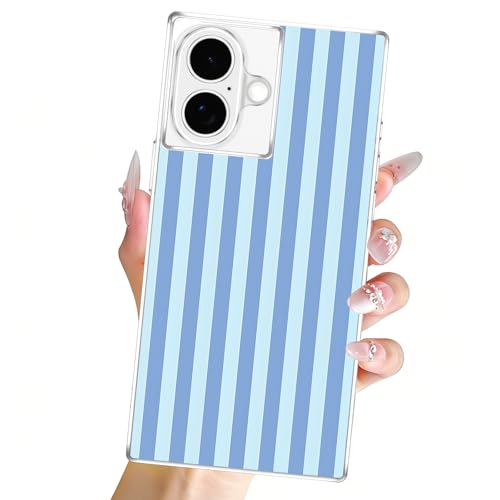 Clear Case for iPhone 17 6,3", Aesthetic Striped Pattern Transparent Cover, Cute Stripes Design, No Yellowing Soft TPU Shockproof Protective Bumper Shell for Women Girls, Blue - color: Blue, size: iPhone 17