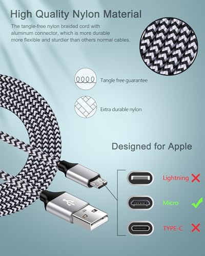 Fast Wall Charger Adapter with Android Micro USB Cable Plug Cube for Kindle - color: White, style: Micro