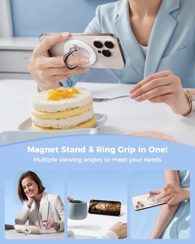 SUPERONE MagSafe Phone Grip, Magnetic Phone Ring Holder & Adjustable Stand - color: White