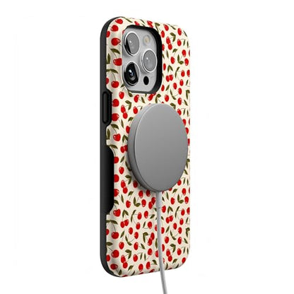 Casely iPhone 14 Pro Max Case | Cherry on Top | Red Cherries | Bold Protective Design | Compatible with MagSafe - color: Cherry on Top | Red Cherries Floral