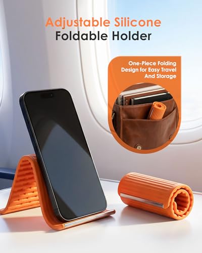 Airplane Phone Holder, Flexible Silicone Aluminum Phone Holder - color: Orange