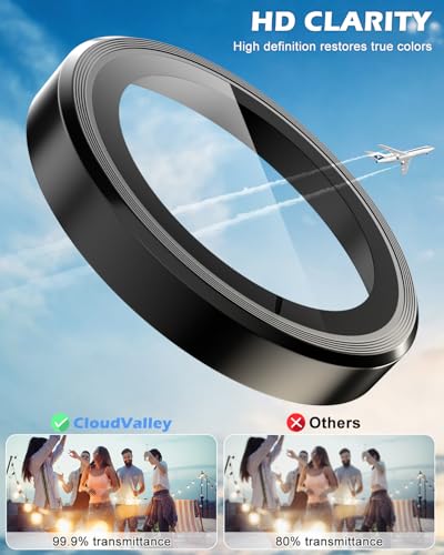 CloudValley for Samsung Galaxy S26 Camera Lens Protector, 9H Tempered Glass + Aluminum Alloy Lens Protective Ring Ultra-HD Tempered Glass Cover,Black - color: Black