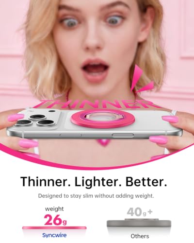 SYNCWIRE for MagSafe Phone Grip, Magnetic Phone Ring Holder - color: Rose Pink