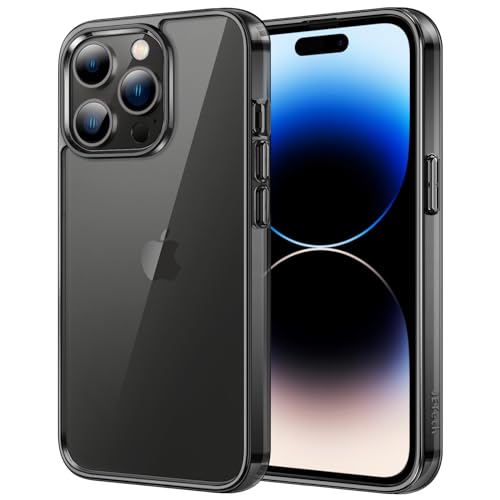 JETech Case for iPhone 14 Pro Max, Anti-Yellowing, Black | Shockproof Protection, Scratch Resistant Hard PC Back, Durable Transparent TPU Bumper - color: Black, size: iPhone 14 Pro Max