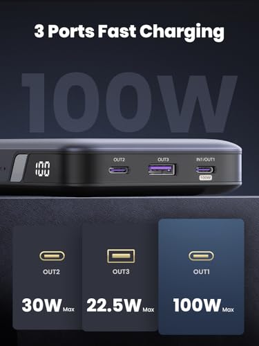 UGREEN 100W Power Bank Bundle with 100W 2-Pack 3.3FT USB C Cable