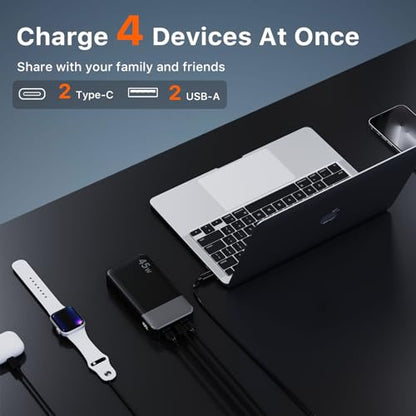 JUOVI Power Bank 45W 20000mAh Portable Charger - color: Black