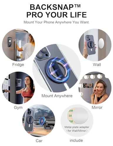 EWA MagOne Ultra for Magsafe Phone Grip Kickstand [Replaceable Elastic Finger Loop], Mag Safe Ring Holder Stand, Two-Sided Magnetic Phone Accessories for iPhone 17,16,15,14,13,12 Pro/Max/Plus-Blue - color: Blue