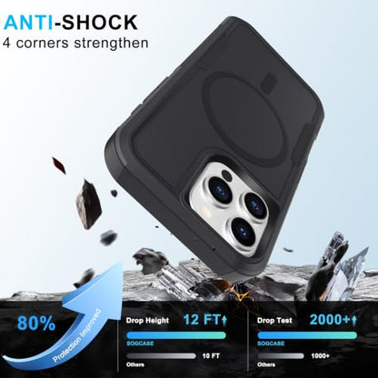Belt Clip Holster Compatible with iPhone 14 Pro Max Defender Case with 360° Rotating Stand - Heavy-Duty Protection, Drop-Proof and Shock-Resistant, Magnetic, Black - size: iPhone 14 ProMax 6.7